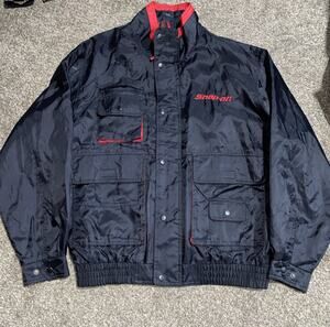 Vintage SNAP-ON Technician Embroidered Work Jacket Size L Black Windbreaker 90s